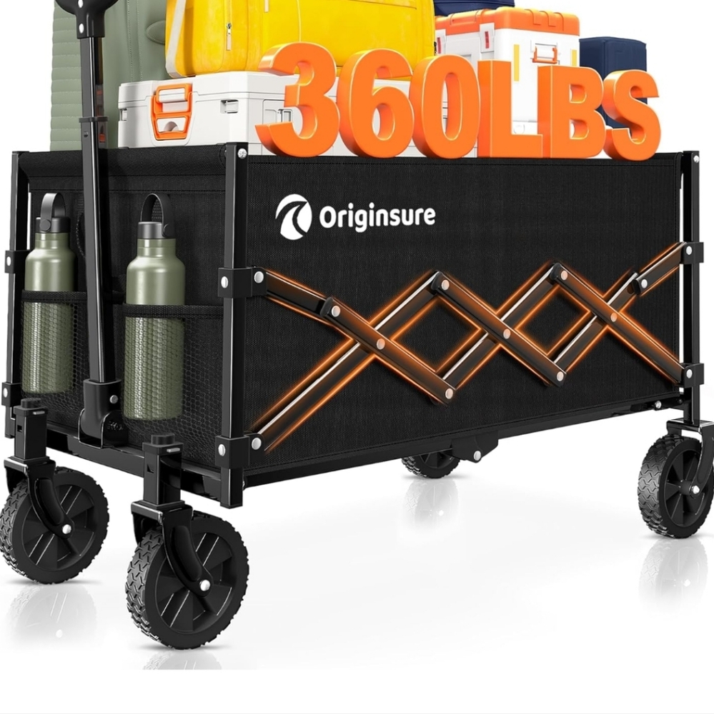 Collapsible Wagon Cart Foldable - Lightweight Portable Heavy Duty Folding Beach